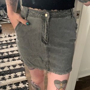 High waisted denim skirt